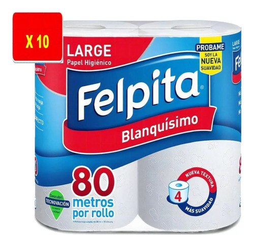 Papel Higienico Felpita 80m X 10 Unidades