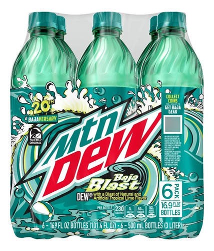Refresco Mountain Dew Baja Blast 6pack 500ml Americana