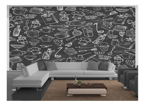 Adesivo De Parede Estilo Lousa Cozinha Itens 9,5m² Lcb25