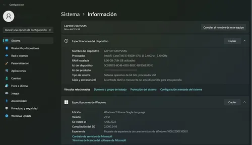 Portátil Gameracer Aspire Nitro 5 An515-54 15.6 , Intel I5 (Usado)