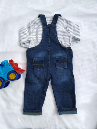 Imagen 7 de 8 de Jardinero Jean Bebe Denim Elastizado Unisex, Nildé.baby