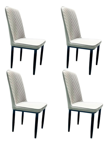 Pack 4 Silla Comedor Serenova Estructura De La Silla 57044 - Gris Claro Asiento Gris Claro Diseño De La Tela Liso