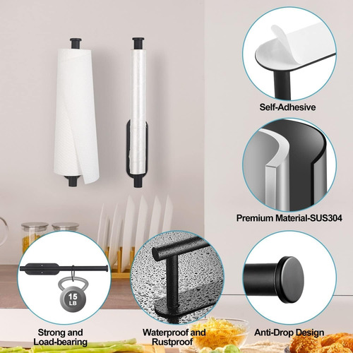 Portarollos Toalla De Papel Nova De Acero Inox Autoadhesivo