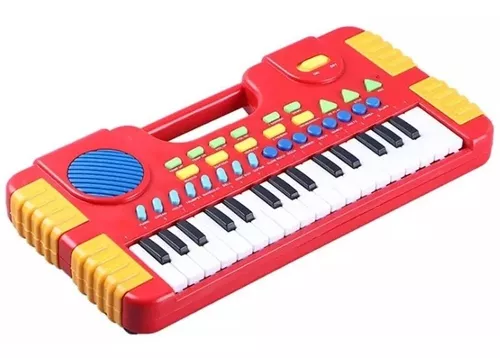 Teclado Piano Musical Infantil Eletrônico 37 Teclas com Microfone (Vermelho)