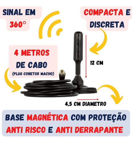 Antena Digital Interna Externa Hdtv Portátil Tv Prova Agua