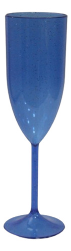 Taça Champanhe Com Gliter - 10peças Azul