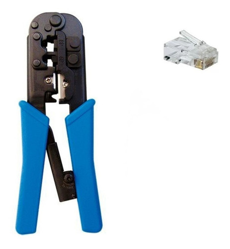 Kit Alicate Crimpar Rj45 Rj11 Catraca Mais 100 Plugs Rj45