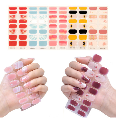 Stickers Gel Cabina Uv Led Uñas Esculpidas Decoracion 16pcs