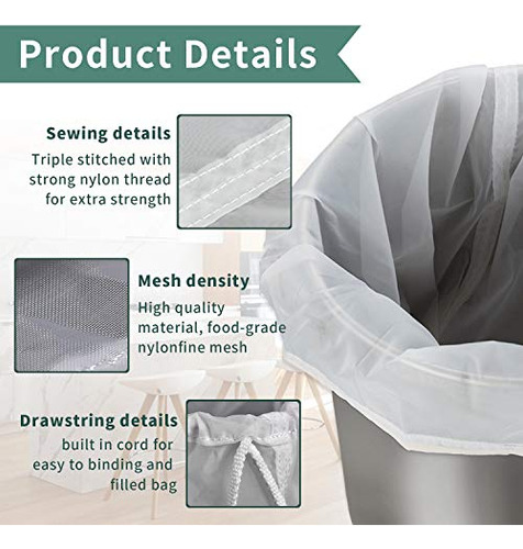 Bolsa Colador De Alimentos Cocina 120micron Nylon 12x18in