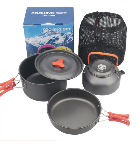 Juego De Cocción Para Acampar Kit De Cocina Mango Naranja