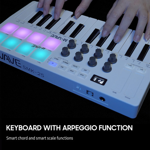 Controlador Midi M-vave De 25 Teclas Y 8 Perillas Con Rgb Re