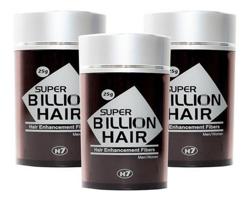 Kit Com 3 Fibras De Queratina Em Pó Super Billion Hair 25g