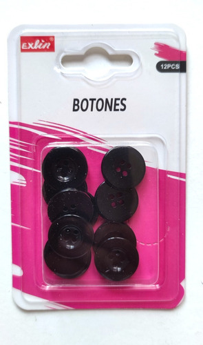 Set De 12 Botones Negros 