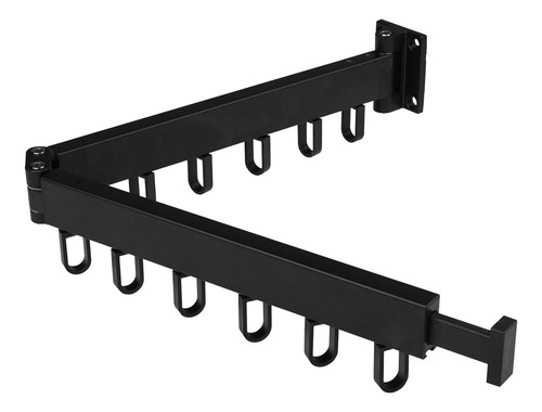Tender Para Ropa Extensible Retráctil De Pared Aluminio Negro