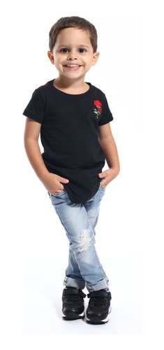 Camiseta Infantil Long Preta