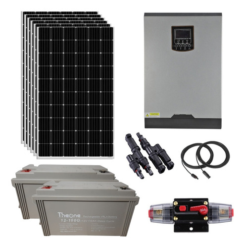 Kit Solar Fotovoltaico 1200w/día 1140w Paneles 2bat 100a Gel