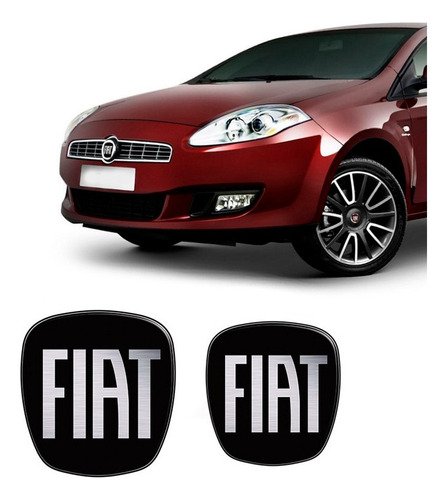 Kit Adesivos Emblemas Fiat Black Piano Diant. Tras. Bravo