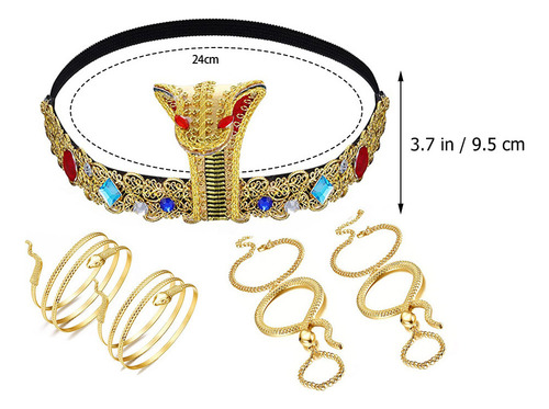 Set De Disfraz Egipcio De Cosplay, Diadema, Pulseras, Serpie