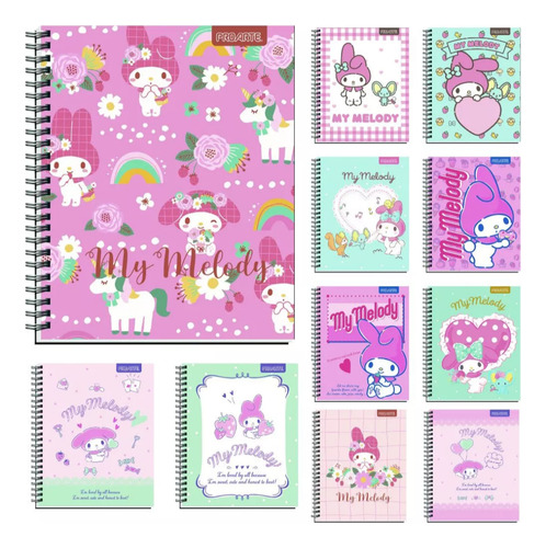 Pack 10 Cuadernos Universitario Hello Kitty Kuromi My Melody My Melody