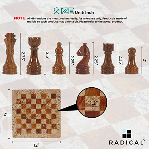 Juego De Ajedrez De Mármol Radicaln De 12 Pulgadas En Rojo