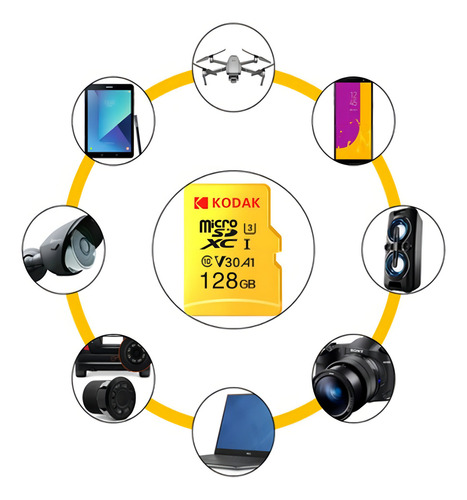 Tarjeta de memoria micro SD Kodak de 128 GB con adaptador