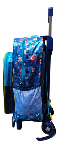 Mochila Con Carro Primaria Sega Sonic Tails Knuckles 3d Ruz Azul Metalizado