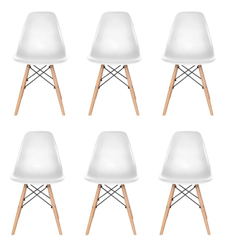 Sillas Para Comedor Eames Modernas Minimalistas 6 Piezas Estructura de la silla Blanco