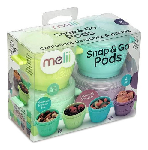 Pack 4 Contenedores Snap & Go 118 Ml Melii