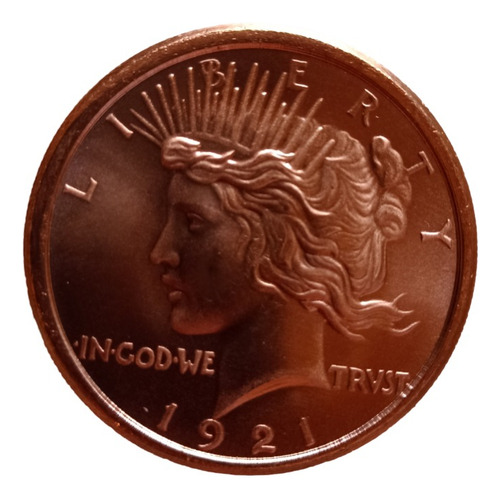 Moneda De Puro Cobre 1 Onza Troy Liberty 1921 Usa