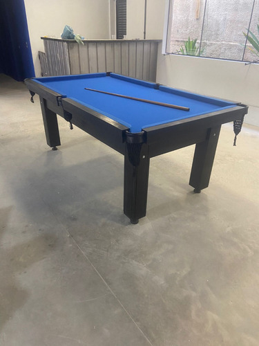 Mesa De Sinuca 2,20x1,20 - Preta Madeira Maciça Cor do tecido Azul