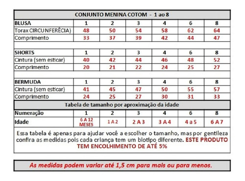 Kit 6 Conjuntos Femininos Roupas Infantil Menina Atacado