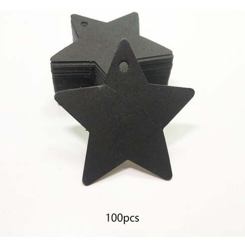 100x Etiquetas De Regalo En Forma De Estrella Negro