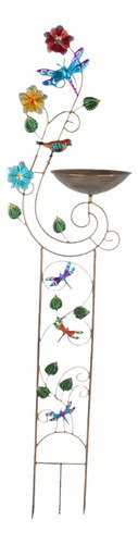 Baño Para Pájaros Con Enrejado De Jardín, Libélula