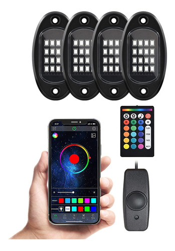 Luz Led Rock 4pcs Multicolor Impermeable Con App Bt Controla