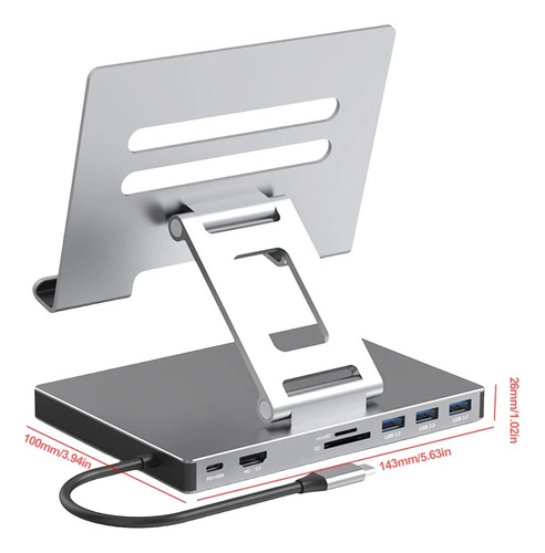8 Em 1 Hub Usb C Docking Station Hdmi 4k Suporte Para iPad