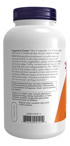 Supplement Now Msm Metilsulfonilmetano 1000 Mg 240 Cápsulas