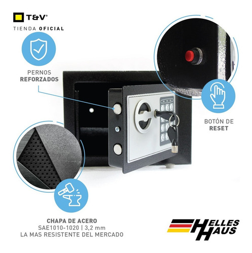 Imagen 5 de 10 de Caja Fuerte Digital Chica Seguridad Alemana Con Alarma Tecla