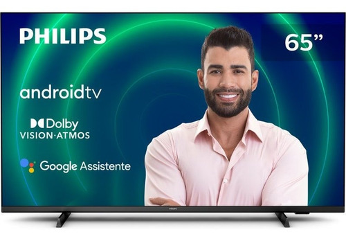 Imagem 1 de 4 de Smart Tv Philips 65 Preto Led 4k 65pug7406/78