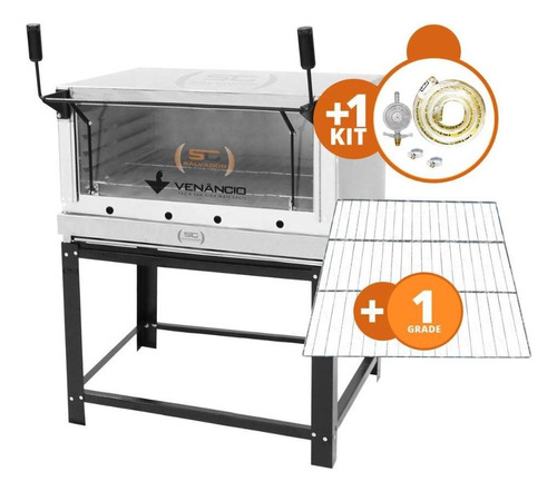 Forno Gás Industrial Roma Inox Firi90 + Grade Extra+kit Gás