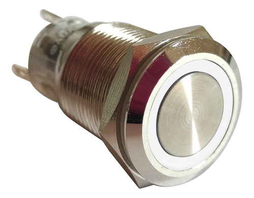 Pulsador Boton Metalico 19mm Sin Retencion C/ Luz Led Blanco