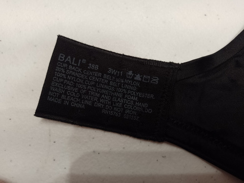 Brasier 38b Negro Cobertura Completa Satinado Bali (Usado)