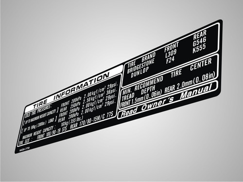 Calco Honda Shadow Vlx / Tire Information