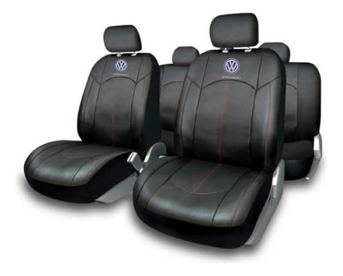 Cubreasiento Funda Ecocuero Líneas Rojas Volkswagen Bordado