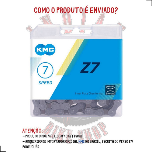 Corrente Kmc Z7 116 Elos 7v 14v 21v Speed Mtb Megarange 3x7v