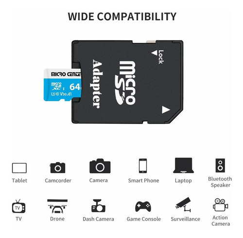 Micro Center - Cartão microSDXC de 64 Gb, pacote com 2