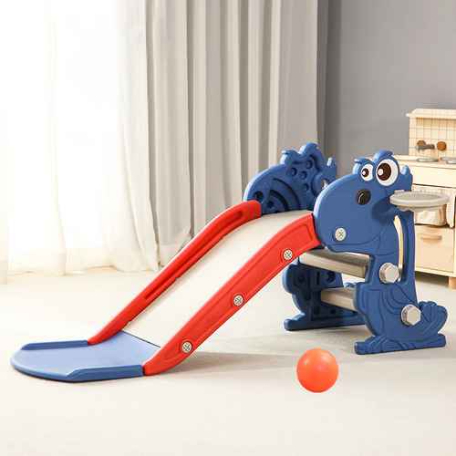 Juegos De Niños Resbaladilla Tobogán Con Canasta Baloncesto Azul