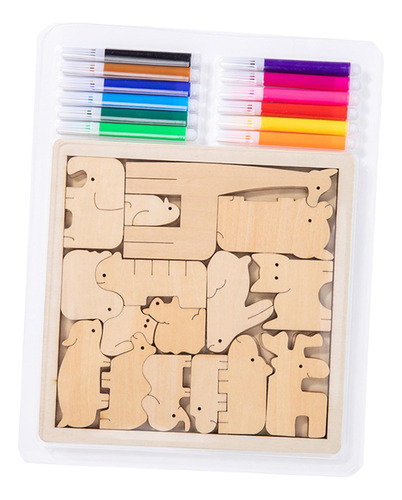 Puzzle De Madera Con Clavijas, Juguetes Montessori Para