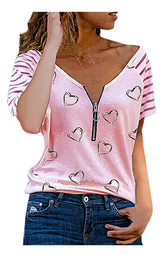 Camiseta En Forma De Corazón Para Mujer Con Decoración De Cr