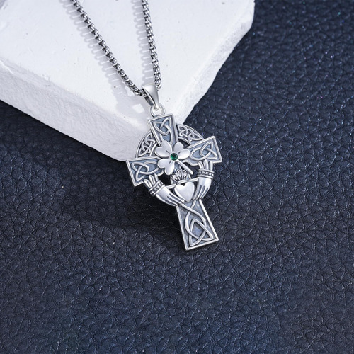 Koyekei Claddagh Collar De Cruz Celta De Plata De Ley 925 Co