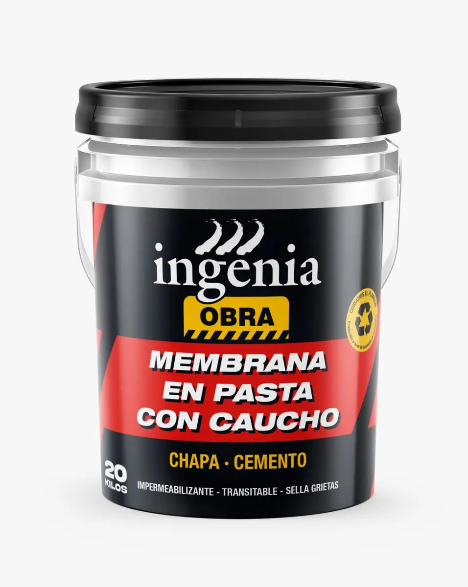 Membrana En Pasta Con Caucho Ingenia 20k Chapa Cemento Obra Negro Mate